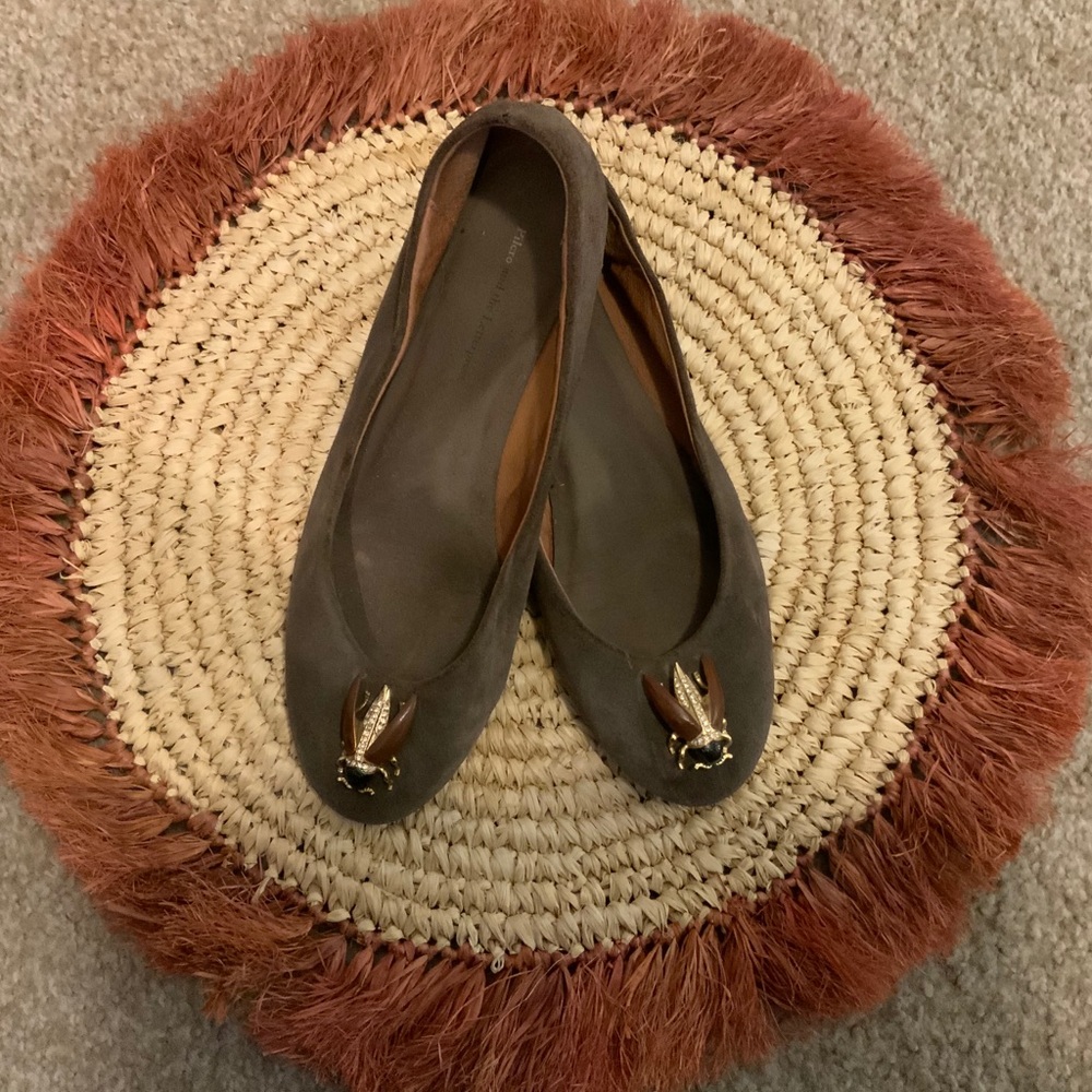 Pilcro and the Letterpress Brown Suede Bunny-Toe Ballet Flats